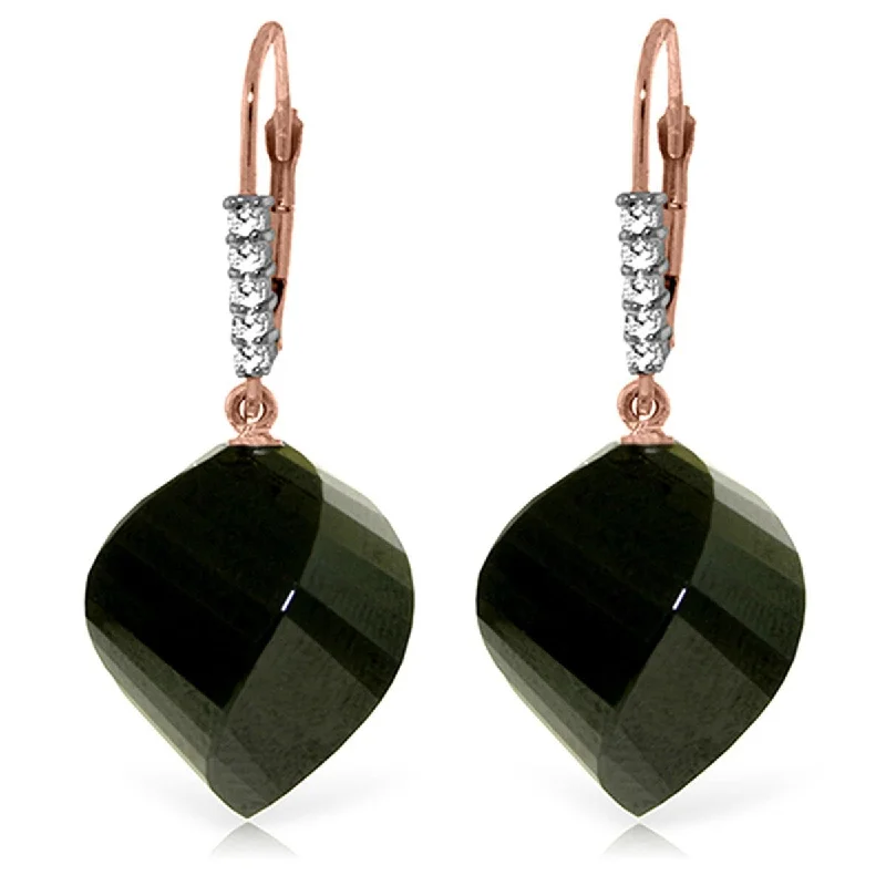 Embedded earrings-31.15 Carat 14K Solid Gold Earrings Diamond Briolette Black Spinel