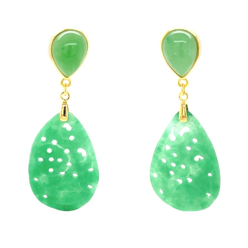 Rising ridge earrings-925 Sterling Silver Dyed Green Jade Earrings