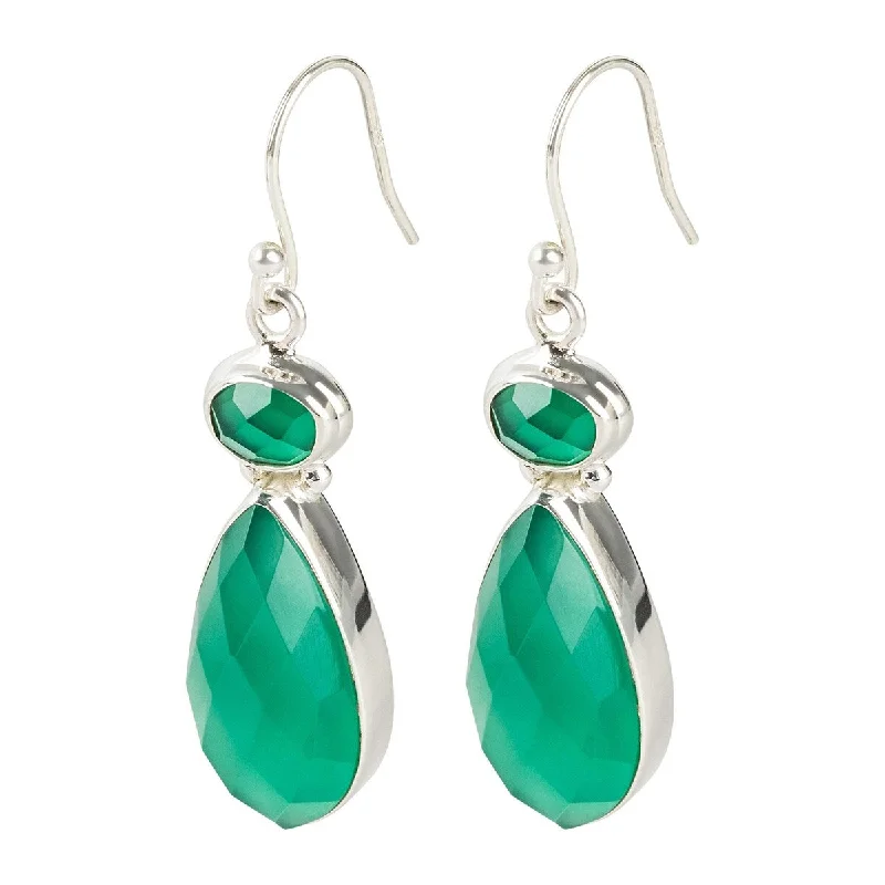 Astral design earrings-925 Sterling Silver Green Agate Dangle Earring