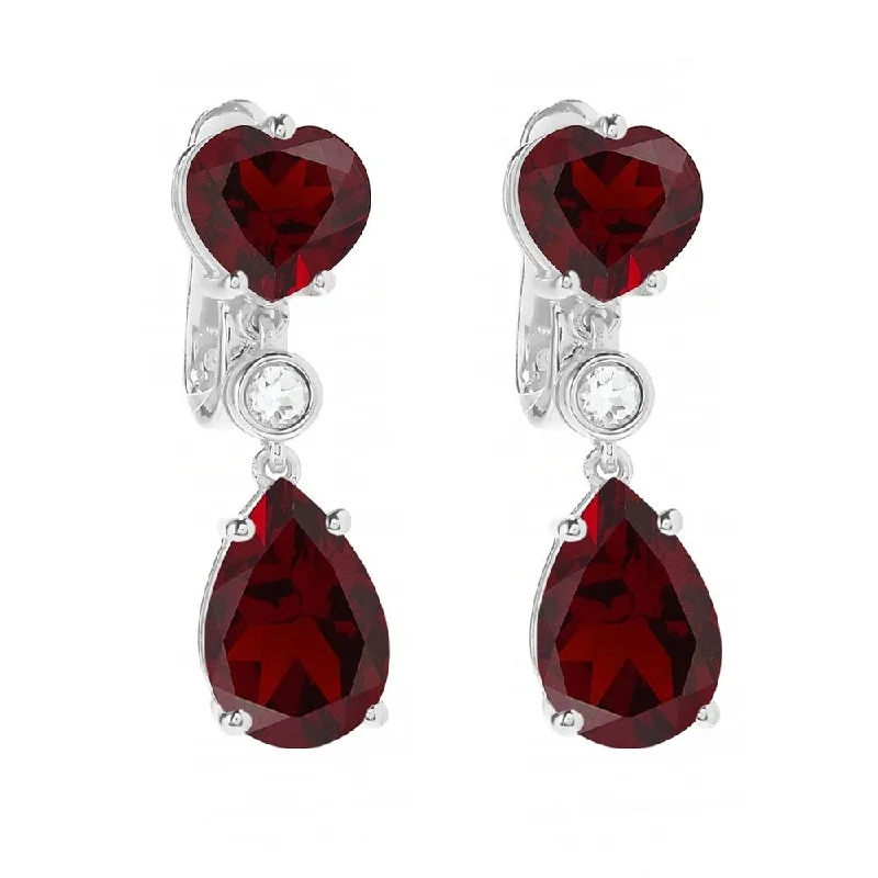 Rising ridge earrings-925 Sterling Silver Red Garnet,White Topaz Drop & Dengle Earrings