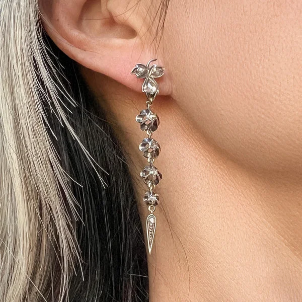 Hovering diamond earrings-Antique Diamond Drop Earrings