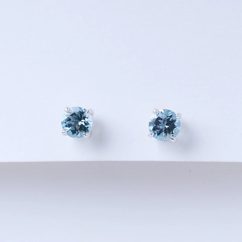 Lustrous iolite earrings-Aquamarine Stud Earrings