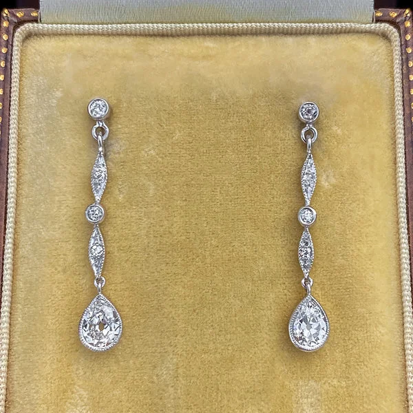 Lustrous quartz earrings-Art Deco Diamond Drop Earrings