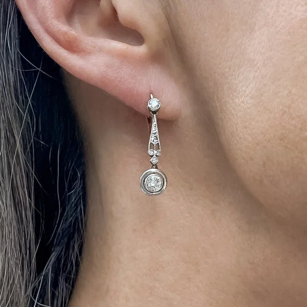 Shiny tungsten earrings-Art Deco Diamond Drop Earrings