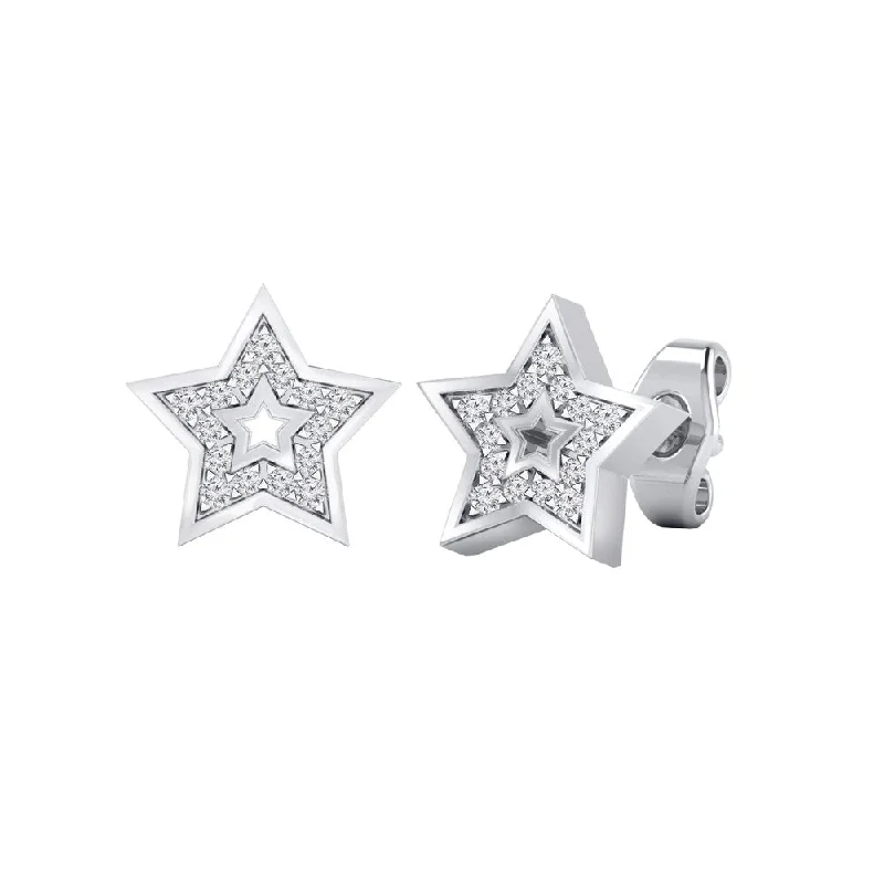 Dome motif earrings-Auriya 0.08ctw Star Shaped Micro-Pave Accent Diamond Stud Earrings 14k Gold