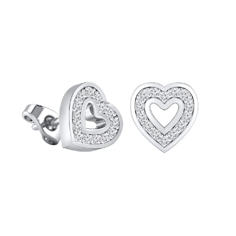 Radiant diamond earrings-Auriya 0.12ctw Heart Shaped Micro-Pave Accent Diamond Stud Earrings 14K Gold