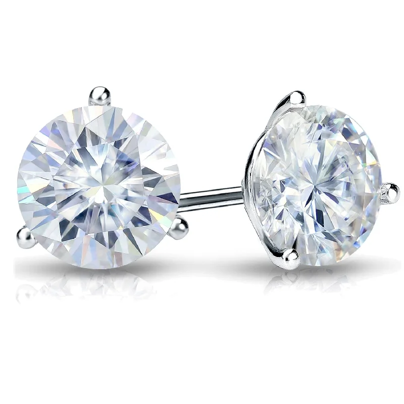 Grained stone earrings-Auriya 1 1/2ct TW Round Moissanite Stud Earrings 14k Gold - 6.5 mm