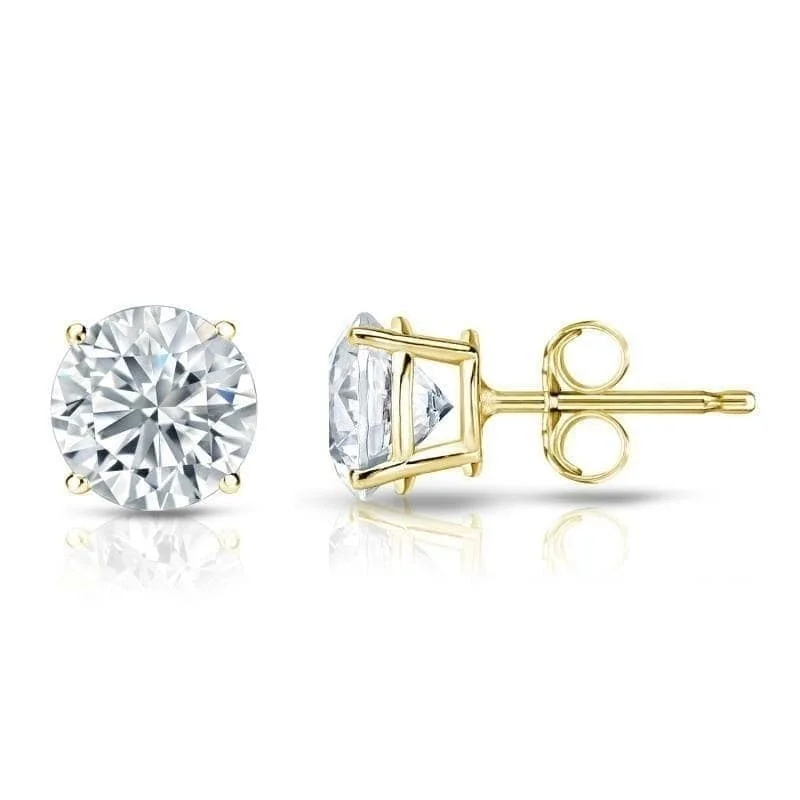 Skewed stone earrings-Auriya 1 1/2ctw Round Diamond Stud Earrings 18kt Gold GIA Certified