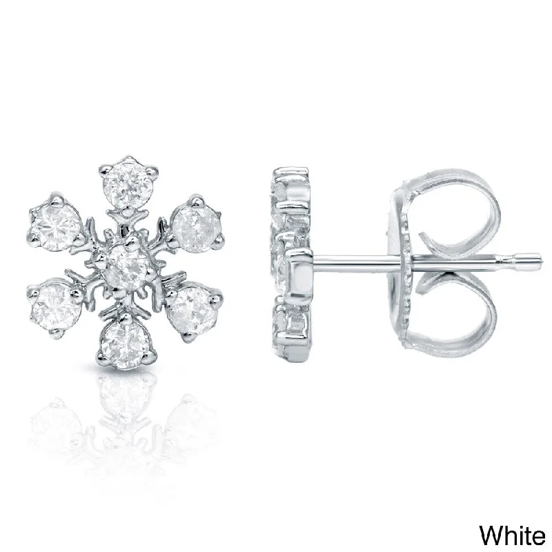 Hovering diamond earrings-Auriya 1/10 to 1/3ctw Snowflake Diamond Stud Earrings10k Gold (H-I, I1-I2)