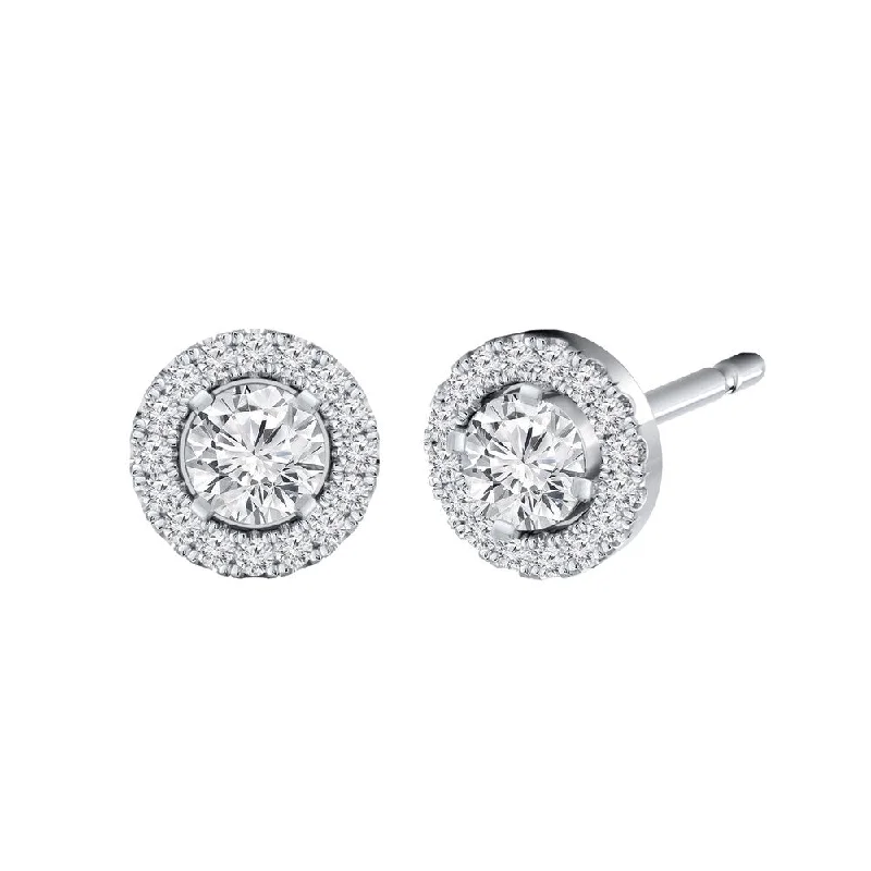 Tapered stone earrings-Auriya 1/2ctw Micro Pave Halo Diamond Stud Earrings 14K Gold