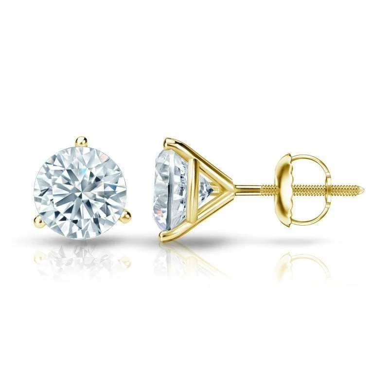 Rich topaz earrings-Auriya 1 3/4ctw 3 Prong Martini Set Round Diamond Stud Earrings 14K Gold GIA Certified