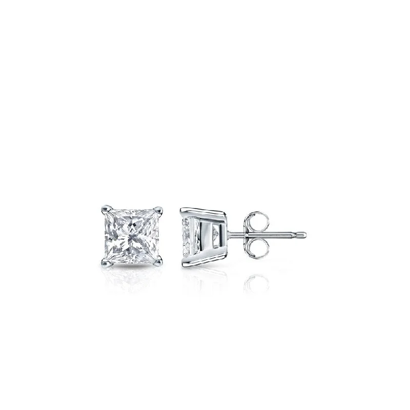 Rough rim earrings-Auriya 14k Gold 1/3ctw Princess-cut Diamond Stud Earrings (H-I, SI1-SI2)