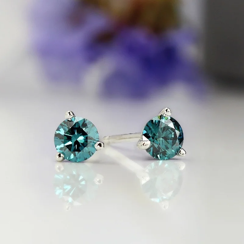 Glistening tourmaline earrings-Auriya 14k Gold 1/4 to 2ctw Round Blue Diamond Stud Earrings Martini-set (I1-I2)