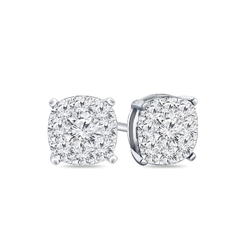 High gem earrings-Auriya 14k Gold 1/4ctw Cushion Pave Diamond Stud Earrings (H-I, I1-I2)