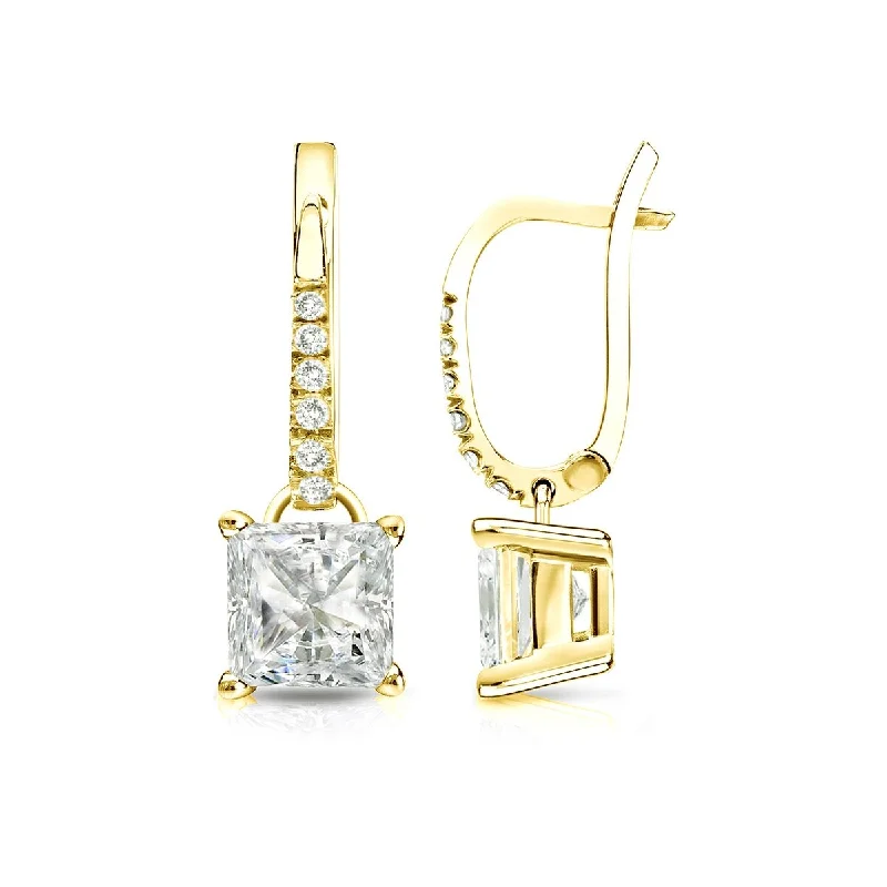 Shimmering crystal earrings-Auriya 14k Gold 2ctw Princess-cut Diamond Dangle Earrings (J-K, I1-I2)