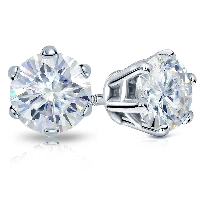 Smooth sweep earrings-Auriya 14k Gold 7ctw Round Moissanite Stud Earrings