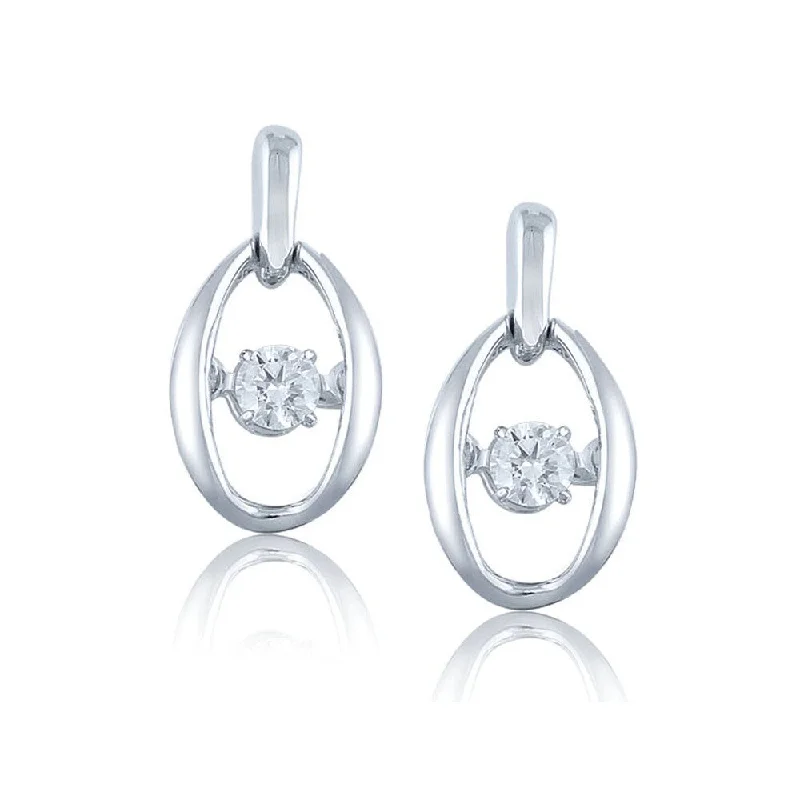 Bezel-rim earrings-Auriya 14k White Gold 1/5ct TDW Dancing Stone Moving Diamond Earrings (H-I, I1-I2)