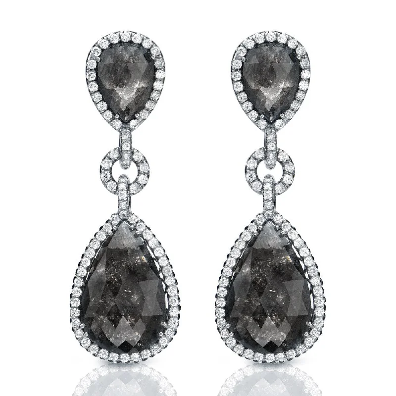 Lustrous minimalist earrings-Auriya 14K White Gold 21ct TDW Black Diamond Dangle Earrings (G-VS1)