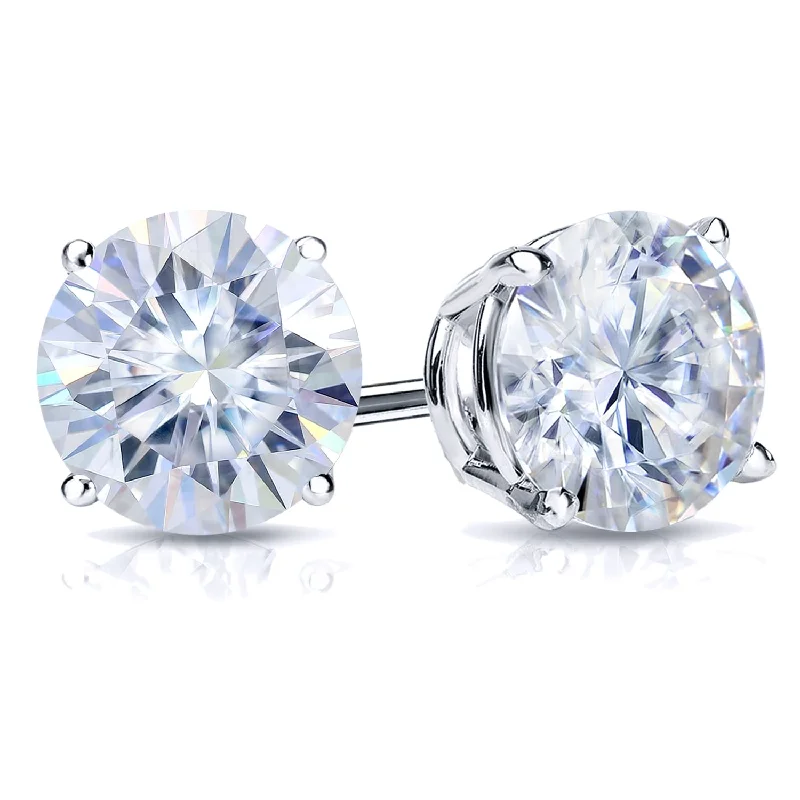 Bold gold earrings-Auriya 18k Gold 7ctw Round Moissanite Stud Earrings