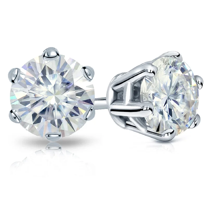 Glistening silver earrings-Auriya 4ctw Round Moissanite Stud Earrings 14k Gold - 8.2 mm