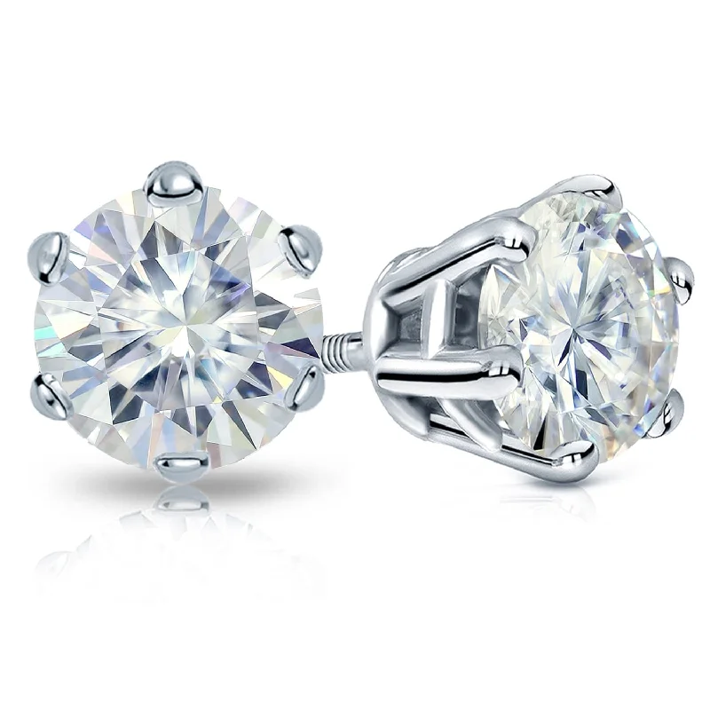 Twisting design earrings-Auriya 4ctw Round Moissanite Stud Earrings 18k Gold - 8.2 mm