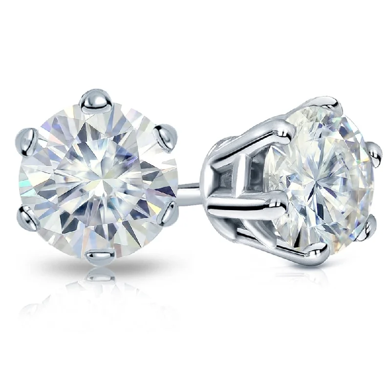 Bold gem earrings-Auriya 6ctw Round Moissanite Stud Earrings 14k Gold