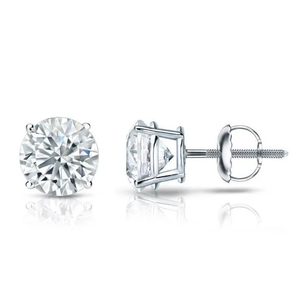 Bold emerald earrings-Auriya Platinum 1 1/2ctw Round Diamond Stud Earrings GIA Certified