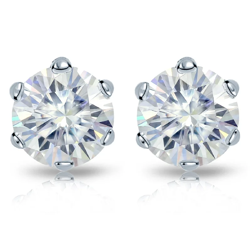 Gripped stone earrings-Auriya Platinum 1ctw Round Moissanite Stud Earrings - 5 mm