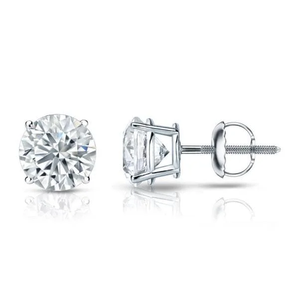 Leaf-wrap earrings-Auriya Platinum 2ctw Round Diamond Stud Earrings GIA Certified