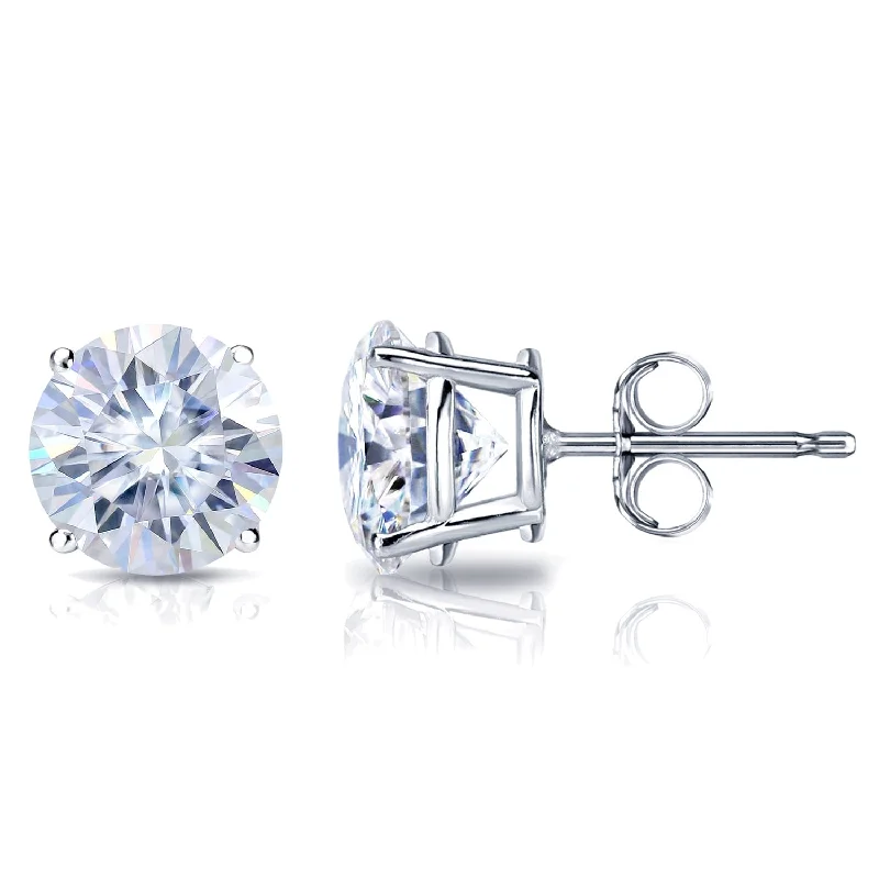 Wave motif earrings-Auriya Platinum 4ctw Round Moissanite Stud Earrings