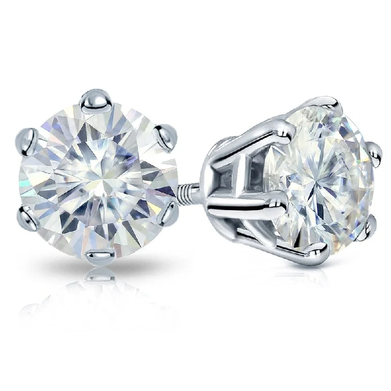 Slim hoop earrings-Auriya Platinum 6ctw Round Moissanite Stud Earrings