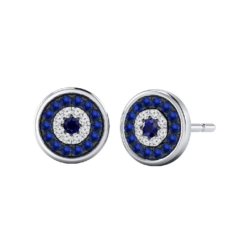 Radiant diamond earrings-Auriya Round 1/3ct Micro Sapphire and Diamond Accent Stud Earrings 14k Gold