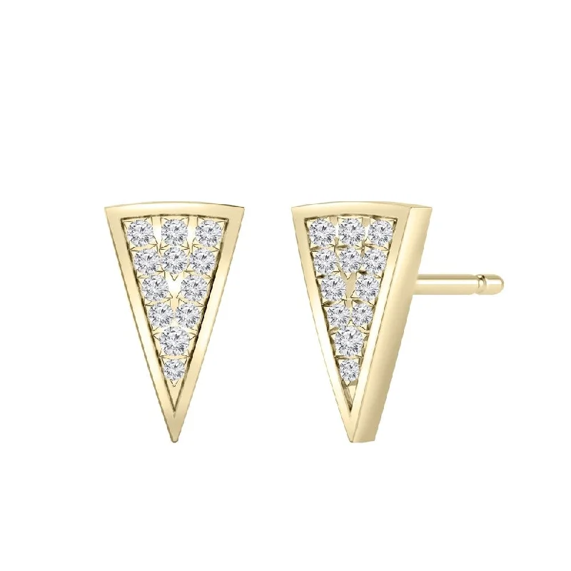 Etched initial earrings-Auriya Triangle Shaped 0.18ctw Diamond Stud Fashion Earrings 14K Gold