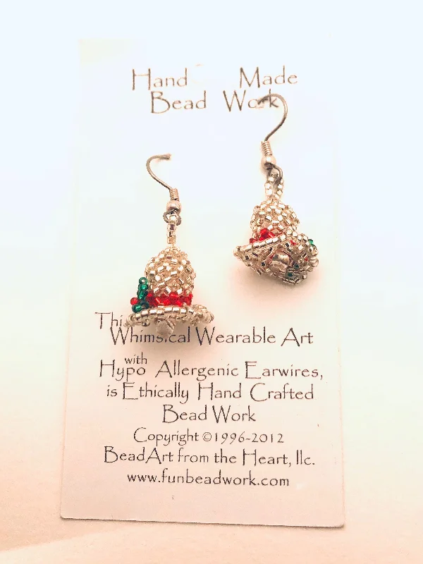 Pierced design earrings-Beaded 3-D Bell Single