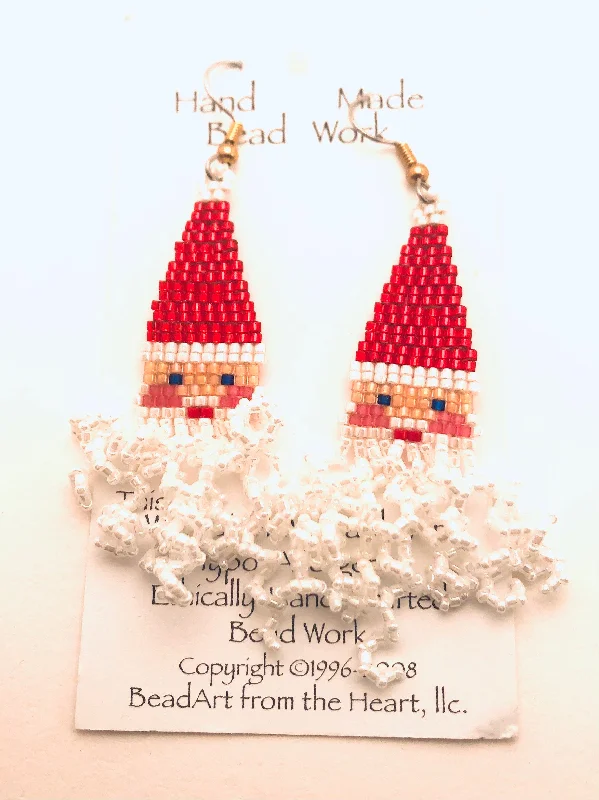 Dusk moon earrings-Beaded Santa Earrings