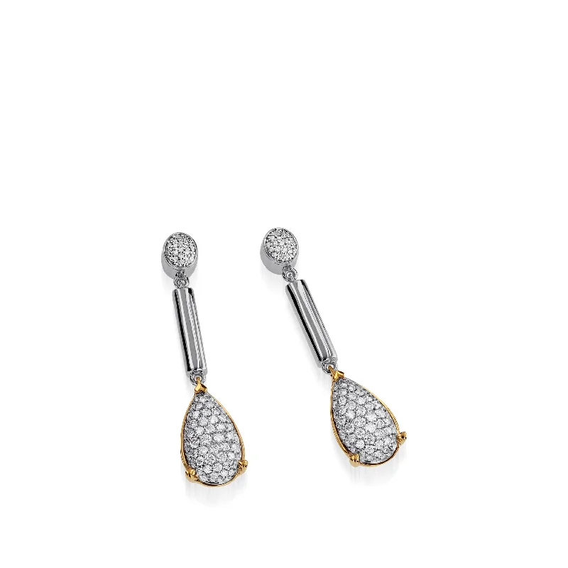 Deep-set stone earrings-Bermuda  Pave Diamond Dangle Earrings