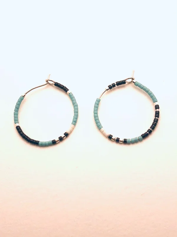 Astral design earrings-Blues in the Night Hoop Earrings