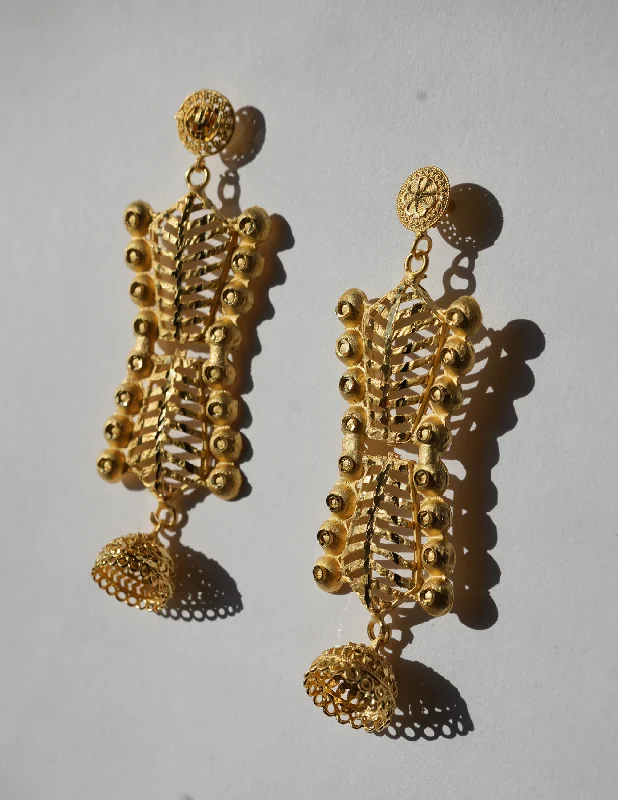 Chiseled design earrings-Rahel 24 K Plated Vintage Senegalese Earrings