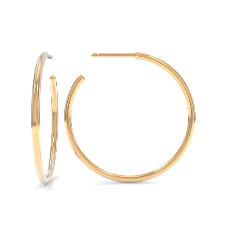 Embedded earrings-Gold Medium Hoops - 18K Champagne Gold