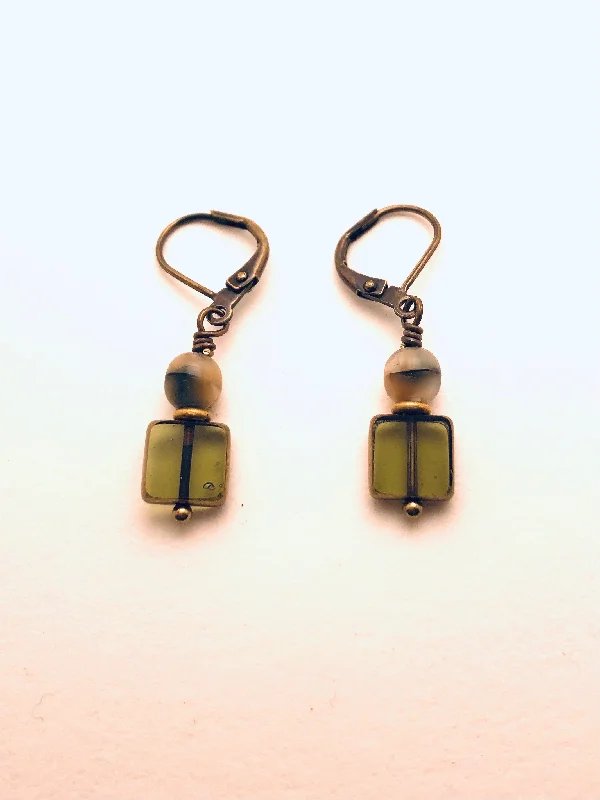 Subtle silver earrings-Czech Glass Earrings Translucent