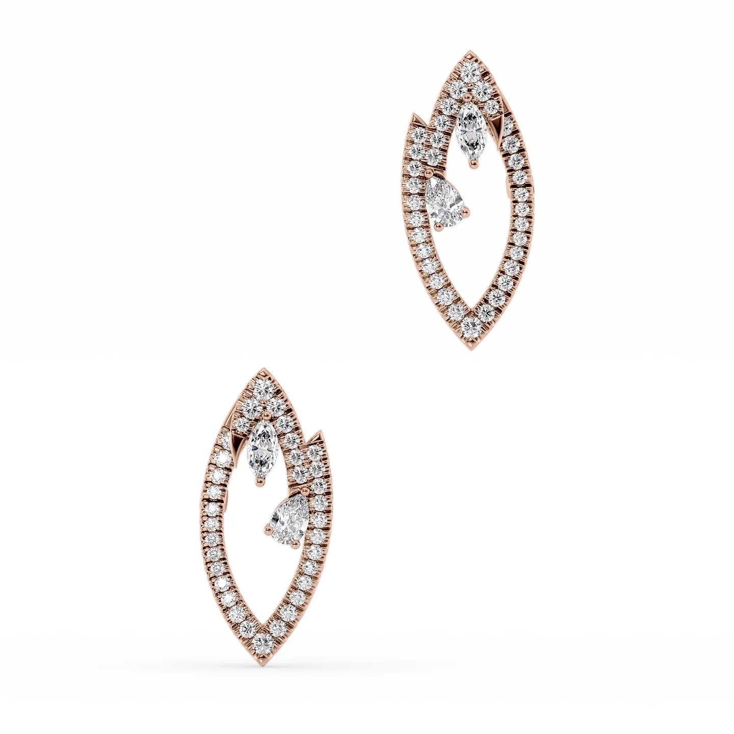 Rough rim earrings-Diamond Marquise Earrings