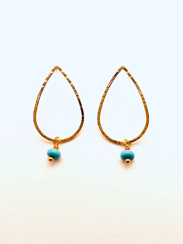 Seamless hoop earrings-Drops with Chalcedony Bead, Turquoise