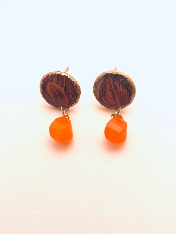 Fractured crystal earrings-Dulcet Solo Stud, Carnelian