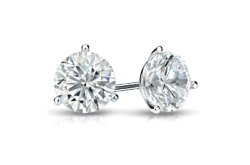 Frosty topaz earrings-Earrings 3.00 cts Natural Round Diamonds GIA I VS2 Platinum Studs