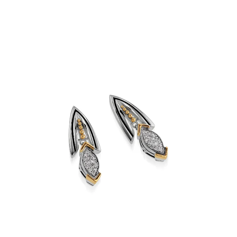 Curved design earrings-Elixir Dangle Pave Diamond Earrings