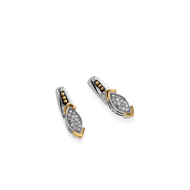 Hammered bronze earrings-Elixir Small Pave Diamond Earrings