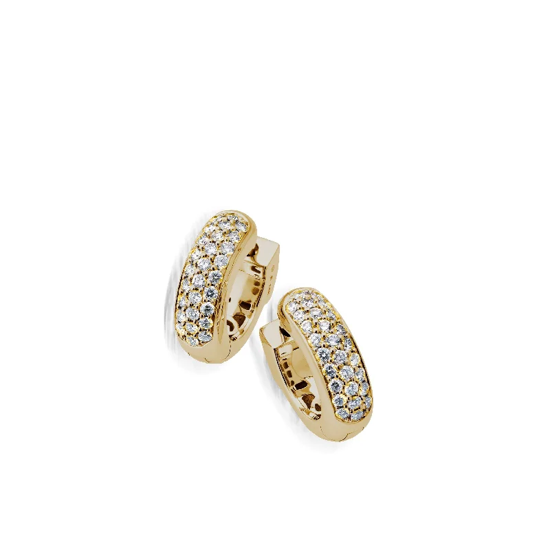 Thick gold earrings-Essence Diamond Huggie Hoop Earrings