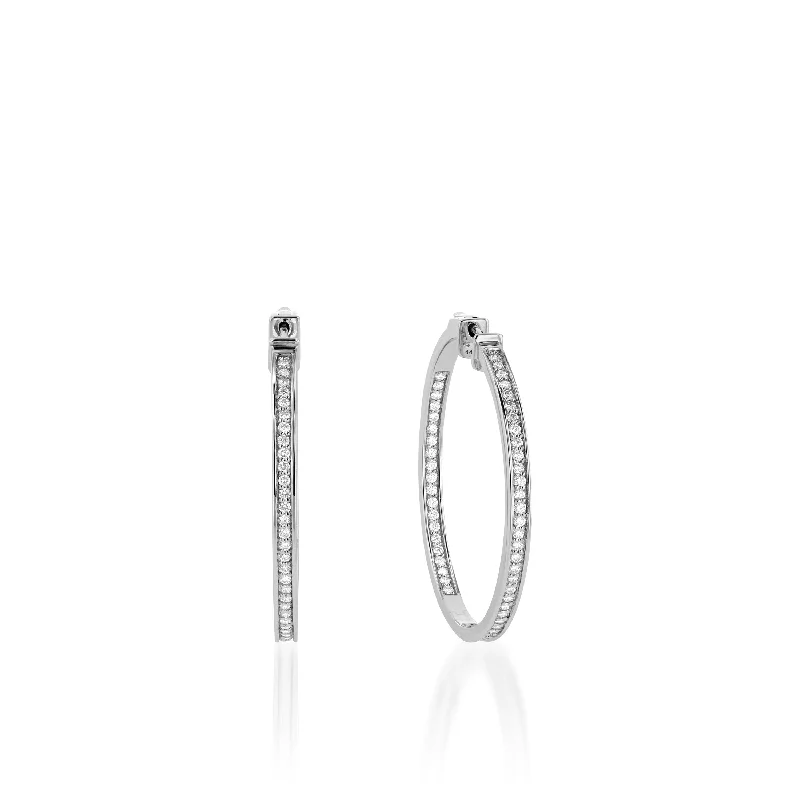 Curved design earrings-Essence Large Inside-Out Diamond Hoops