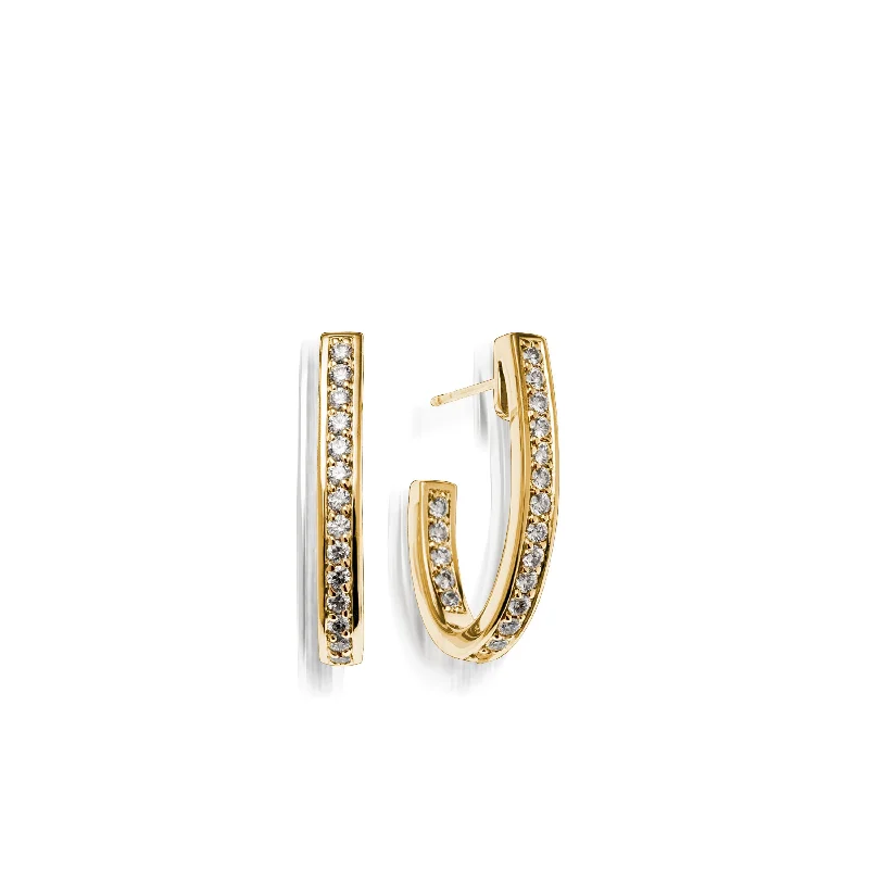 Lustrous quartz earrings-Essence Pave Diamond J-Hoop Earrings