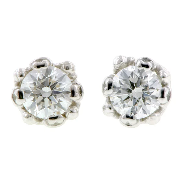 Bezel-rim earrings-Fancy Basket Diamond Stud Earrings- Heirloom by Doyle & Doyle